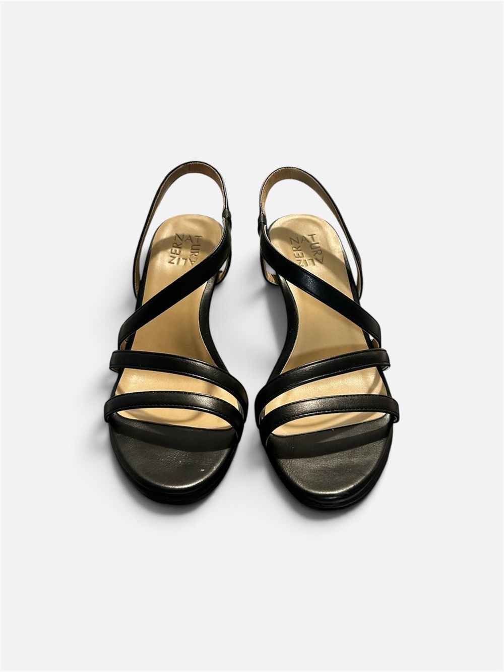 Naturalizer Black Strappy Slingback Wedge Heels